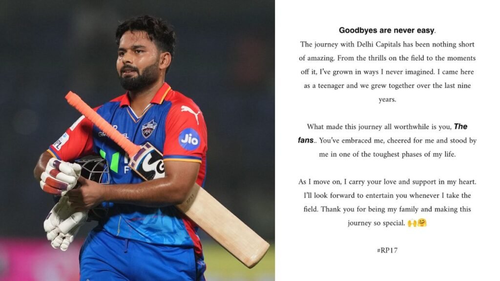 Rishabh Pant Sends Final Goodbye Message to Delhi Capitals